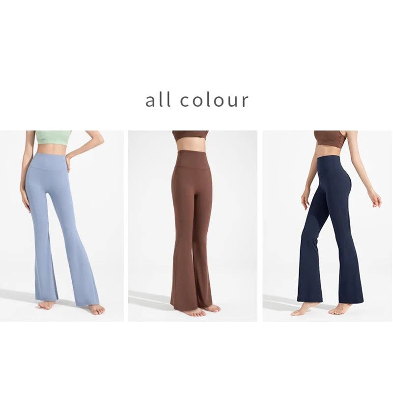 High-Waisted Flared Yoga Fitness Pants Women's Nude Sports Hip Lifting Fitness Trousers
