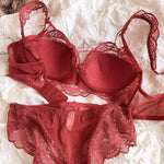 MOYISU Sexy French Lace Bralette Small Bust Cup Bra Set with Removable Straps & Push Up Pads, Soft Underwire Thin Girls Bra Top