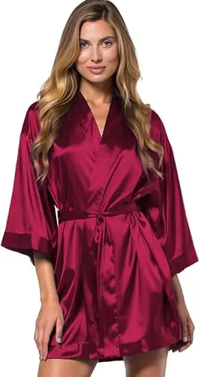 Women's Bride Bridesmaids Silky Robe Satin Kimono Robes for Women Lingerie
