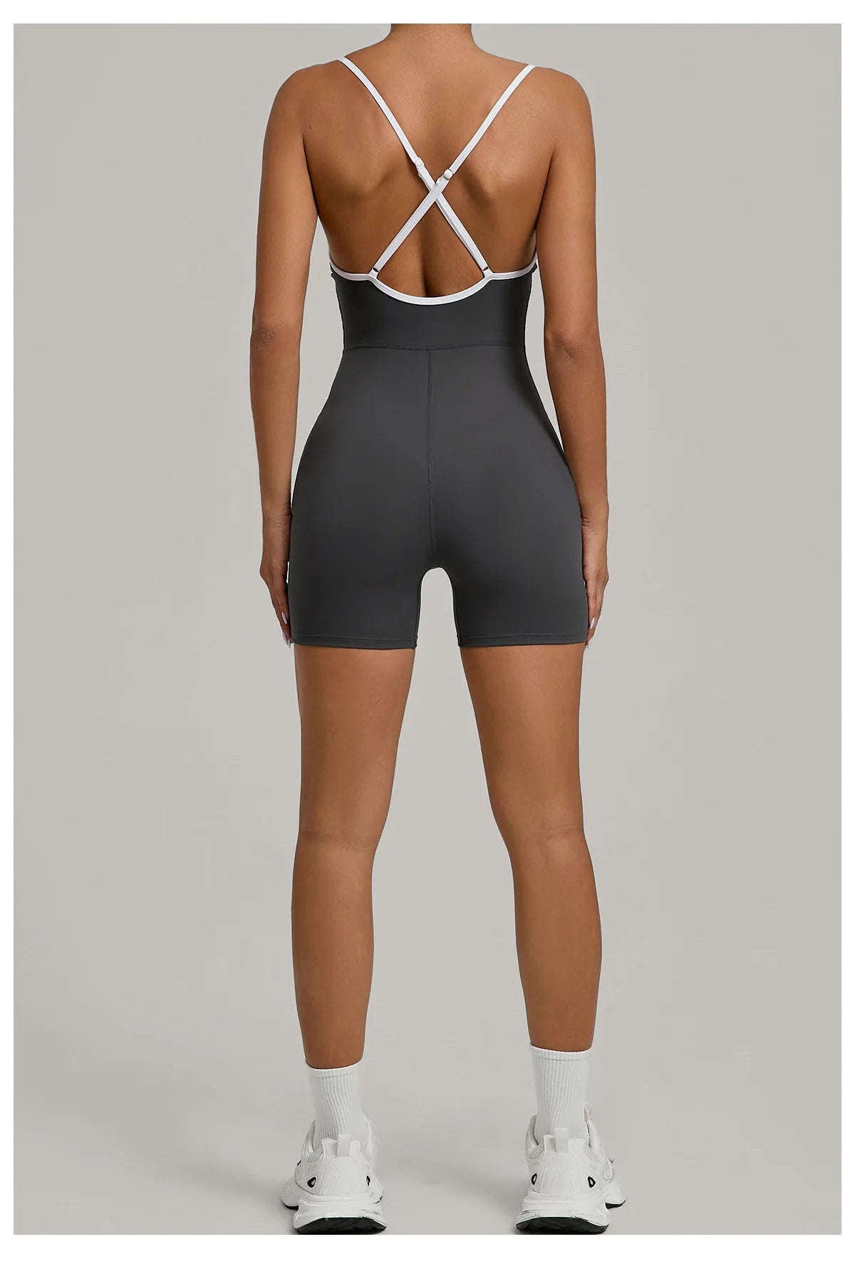 Spring/summer Women's Contrasting Yoga Jumpsuit Hollow Out Cross Back Camisole One Piece Sports Suit Hip Lifting Fitness Romper