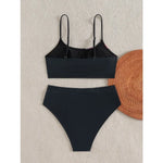 New Spiral Pit Strip U-Shaped High-Waisted Bikini Sexy Swimsuit Swimsuit Women Lightweight Fashion Classic Versatile Simple