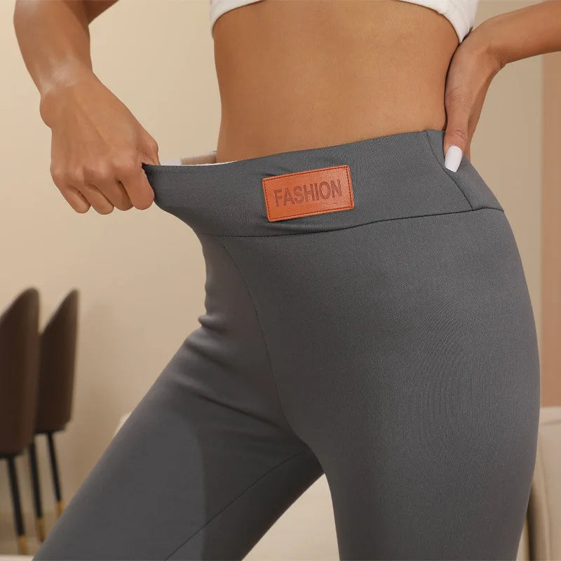 Women Lamb Fleece Leggings Seamless High Waist Thermal Winter Warm Tights Solid Stretchy Casual Pants Female Streetwear Jogger