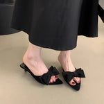 2026 New Women's Summer Butterfly-knot Low Heel Slippers Elegant Open Toe Party Dress Shoes Fashion Outdoor Ladies Slides