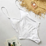 S - XXL V Neck Scrunch Butt Female Swimwear One Piece Swimsuit Women Backless Monokini High Cut Leg Bathing Suit Swim Bodysuit
