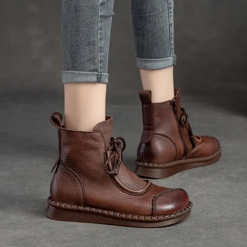 Shoes for WomenCross-tied Ladies Boot Daily Boots Hot Sale Cotton Shoes Round Toe Comfortable Flat Shoes Women Ankle Boots