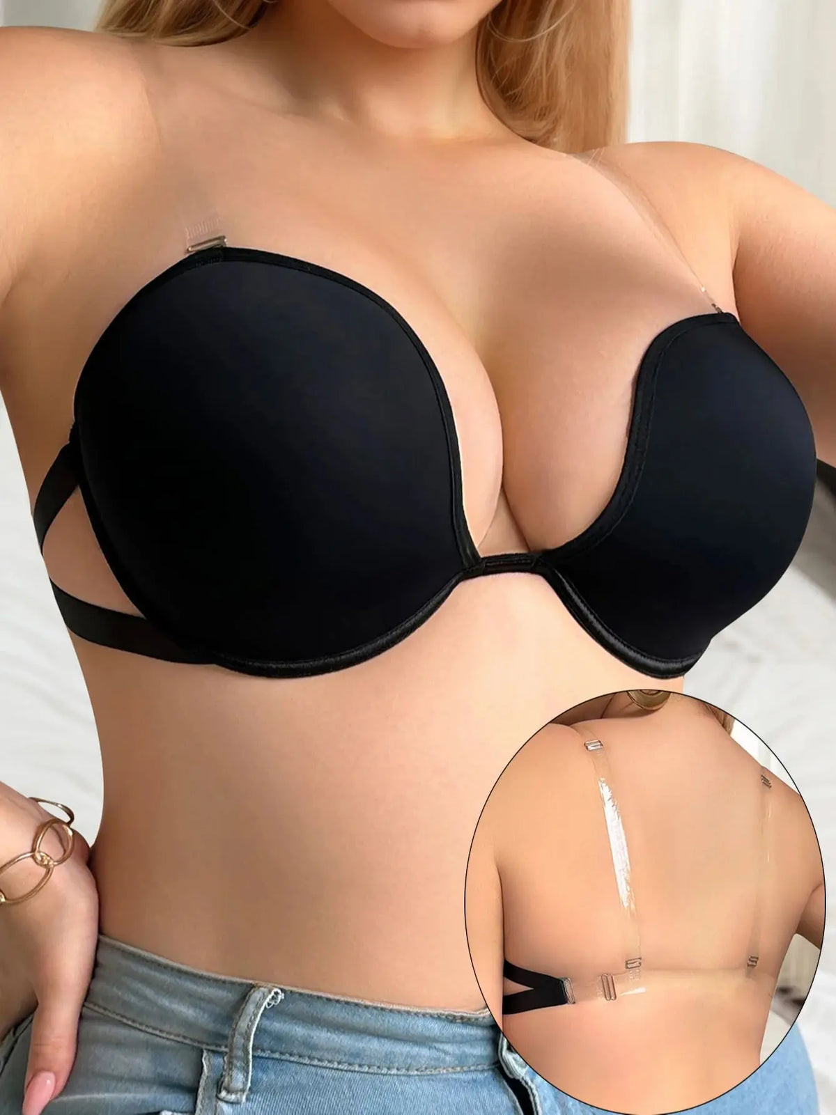 Large size underwear with beautiful back invisible and seamless black 3/4 cup sexy plus size underwear MR3507