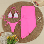Sexy Solid 3 pieces Micro Bikinis Women Swimsuit 2024 Swimwear Bathing Suit Beachwear Long Skirt Bikini Set Biquini female