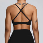 Solid Color Cross Back Women Fitness Underwear Sports Bra Running Top Gym Yoga Athletic Tight Workout Jog Soft With Backless Bra