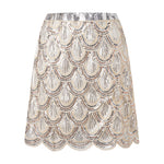 Women Sequins Geometric Pattern Pencil Skirt Summer Solid Color Mini Skirts for Daily Travel Parties