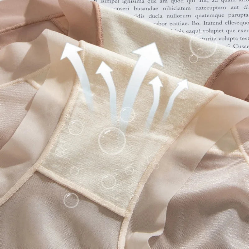 4Pcs/Set Women Ice Silky Panties Soft Briefs Seamless Underwear Summer Sexy Lingerie Female Underpants Low Rise Panties M-XL