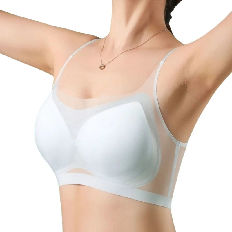 3Pcs/Set Ultra-thin Bras Women Ice Silk Small Chest Underwear Sexy Lingerie Padded Seamless Bra Summer Tube Top