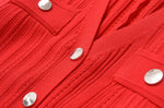 Foridol Red Knitted Polo Dress Autumn Winter Women Dress Casual Elegant Maxi A-line Hollow OutDress Slim Christmas Party