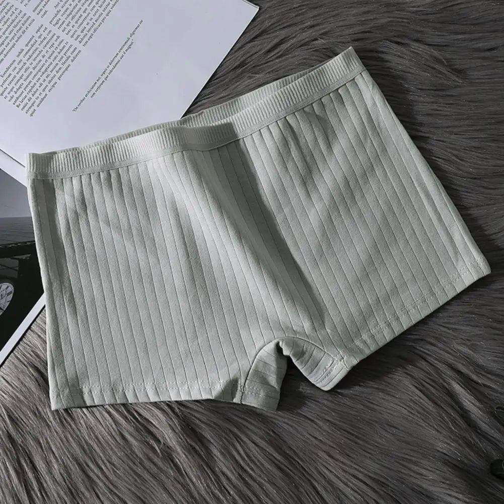 Women Underpants Seamless Mid Waist Cotton Solid Color Stretchy Boxers Anti-exposure Moisture-wicking Briefs Women Daily Wear