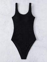 Ladies Solid Stripe One-Piece Swimsuit Comfortable Strap Offers Best Support Fashionable Design for Summer Beach And Pool Days