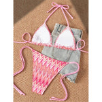 Printed Halter Bikini Female Swimsuit Women Swimwear Two-Pieces Bikini Set High Leg Cut Strappy Bather Bathing Suit Swim V8176