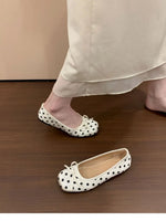 New Butterfly-knot Women Dot Ballet Flats Comfort Square Toe Slip on Shoes Ladies Eelgant Soft Sole Dress Mary Jane Shoes
