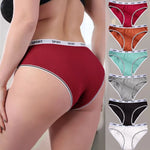 3Pcs/Set Women Low Waist Briefs Letter Waistband Casual Sport Style Panties Rib Knit Cotton Stretch Underwear Ladies Underpants