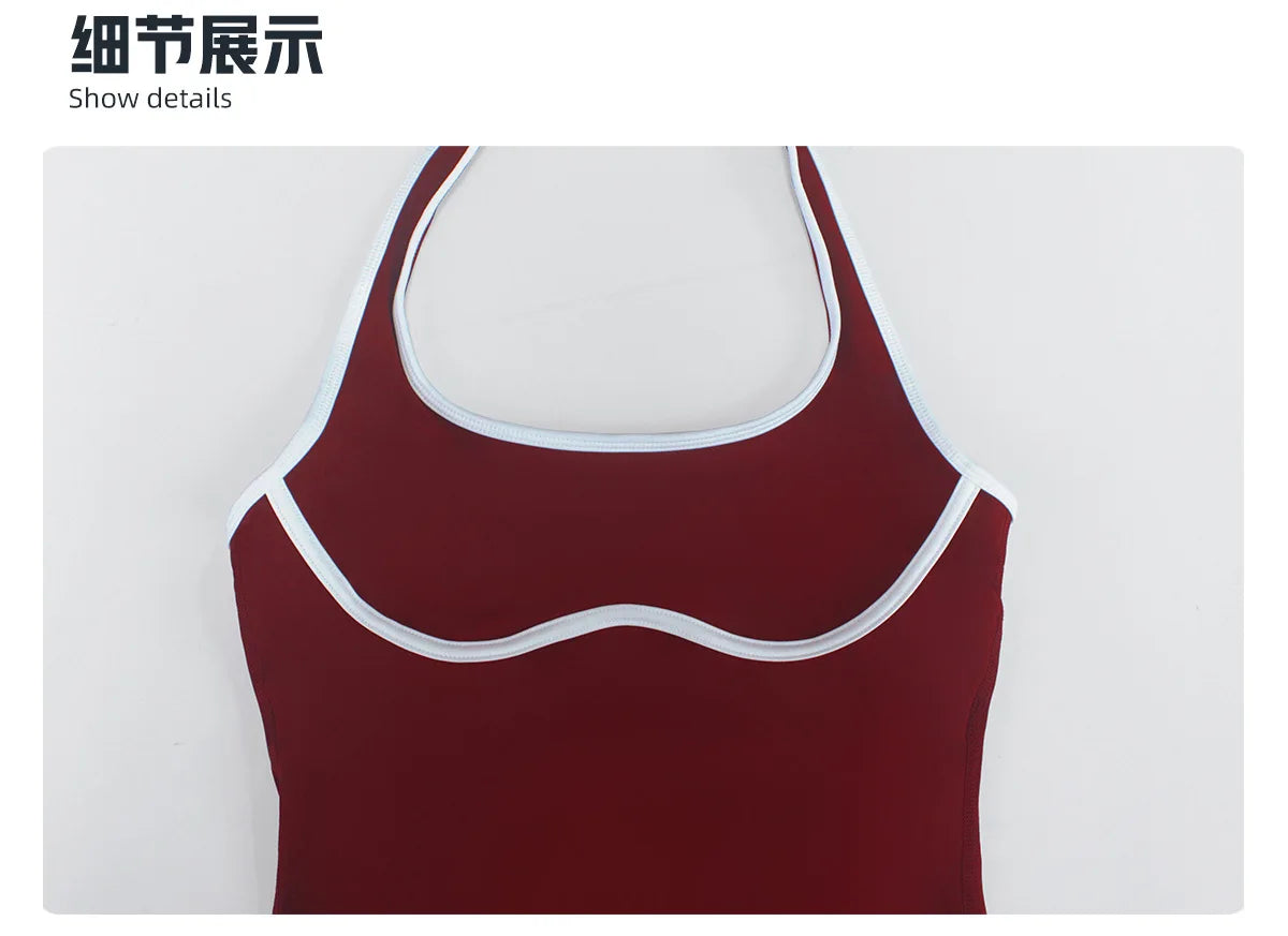 Color Blocking Yoga Jumpsuit Women Sleeveless Hollow Out Backless Slim Sports One Piece Short Suit Gym Running Fitness Rompers