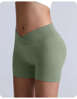 Cross-Back Yoga Shorts for Women - High-Waisted Tummy Control Fitness & Yoga Running Breathable Quick-Dry Shorts