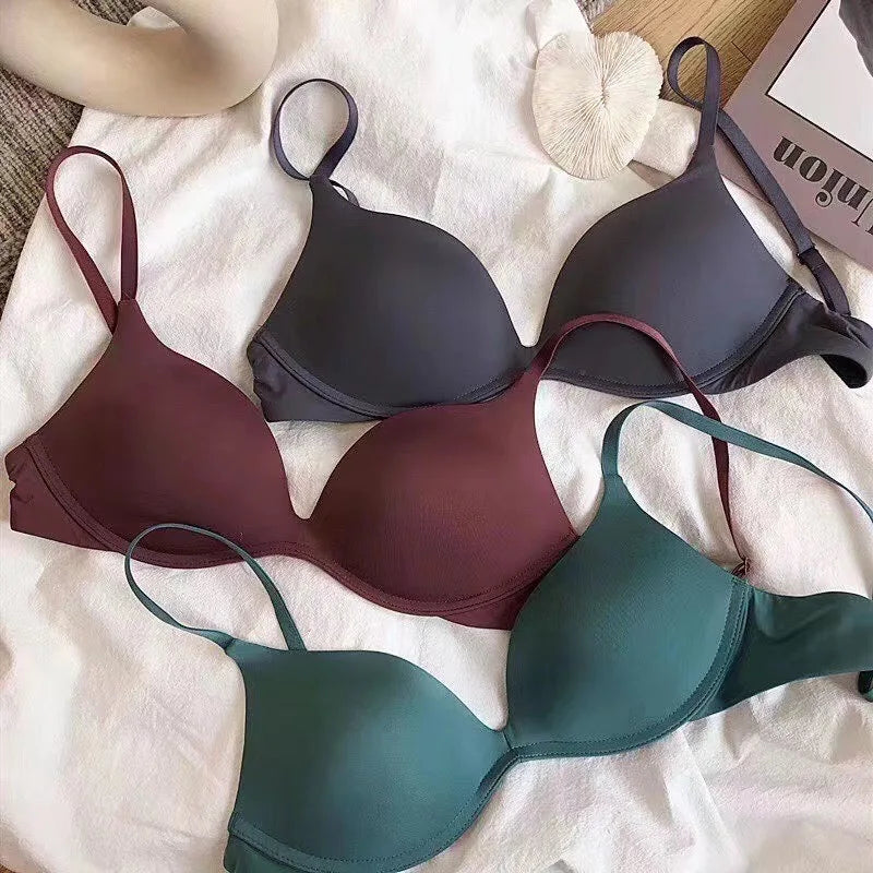 Seamless Wireless Bra, One-piece Smooth Light Breathable Push Up Lingerie, All Season Commute Bra for Teen Girls Small Bust