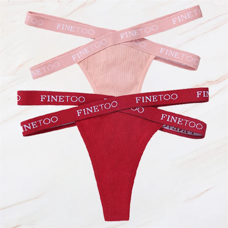 2Pcs/Set Women Thongs Panties Female Letter Belt Underwear Ladies Cotton Cross Strap Bikini M-XL G-String Girl Intimate Lingerie
