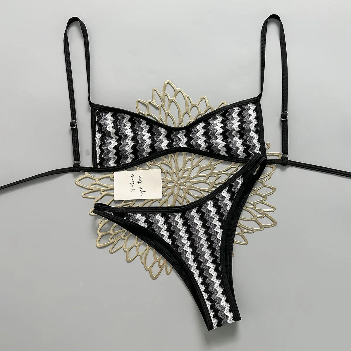 Crochet Striped Brazilian Bikini Women Swimsuit Female Swimwear Two-pieces Bikini Set High Leg Cut Bather Bathing Suit Swim Lady