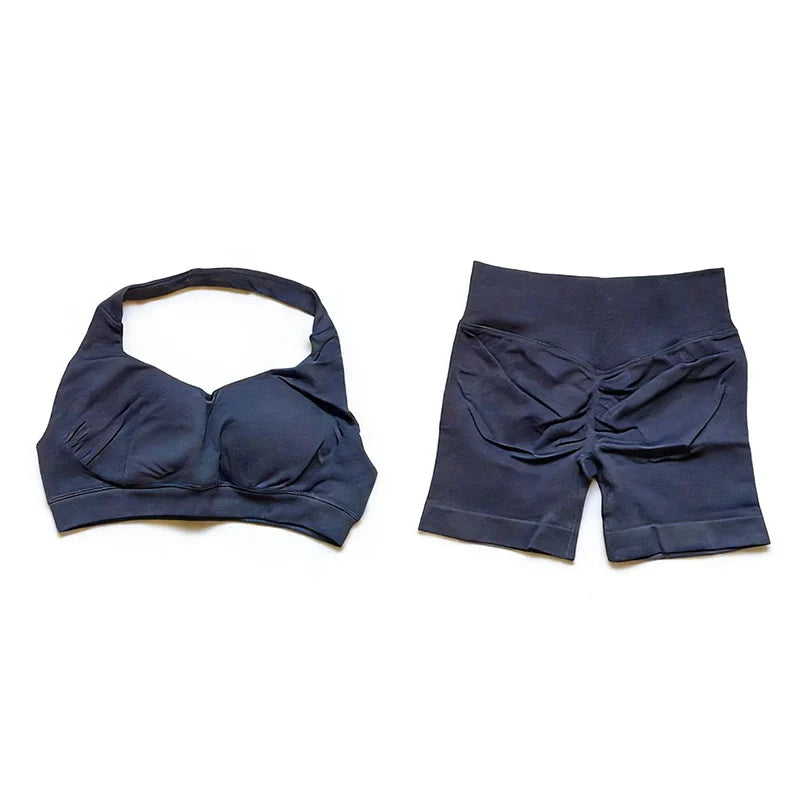 2 Pieces Gym Set Sports Suit Women Sports Bra Yoga Shorts Fitness Suit Gym Sets Seamless Workout Outfits Yoga Set Sportswear