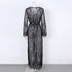 S - XL Sexy Sheer Crochet Lace Tunic Beach Cover Up Beach Cover-ups Long Beach Dress Beach Wear Beachwear Female Women V1318