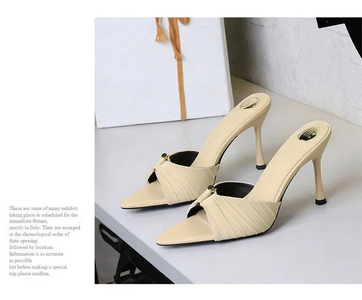 BIGTREE Summer Woman Slippers Fashion Open Toe Thin High Heels Shoes Street Style Stripper Party Slides Zapatos De Mujer