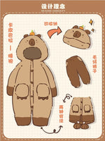 Adult Capybara Robes Onesies Pajamas Cartoon Pyjama Animal Kigurumi Slipper Halloween Cosplay Costumes Warm Sleepwear Jumpsuit
