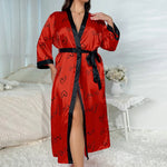 Fat and plus size sleepwear for women, fashionable and casual, loose printed sleepwear for women, long imitation silk sexy night