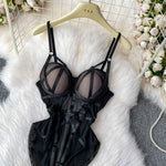 MOYISU Sexy Instagram Viral Bodysuit Women Pure & Sexy Sheer Mesh Halter Push Up Pads Summer Lingerie Euro Style Hot Sale SG