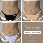 3PCS Women's Panties Cotton Thongs Adjustable Waist Sexy G-String Solid Color Seamless Intimate Female Underpants Lingerie S-XL