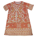 Summer Women Dress Half Sleeves Round Neck Retro Print A-line Big Hem Knee Length Loose Casual Daily Wear Vacation Midi Dress