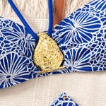 Bandeau Swimsuit Blue Thong Bikinis Women Sexy Print Halter Swimwear Female Padded Bathers Bathing Swim Suit Beach Wear Summer