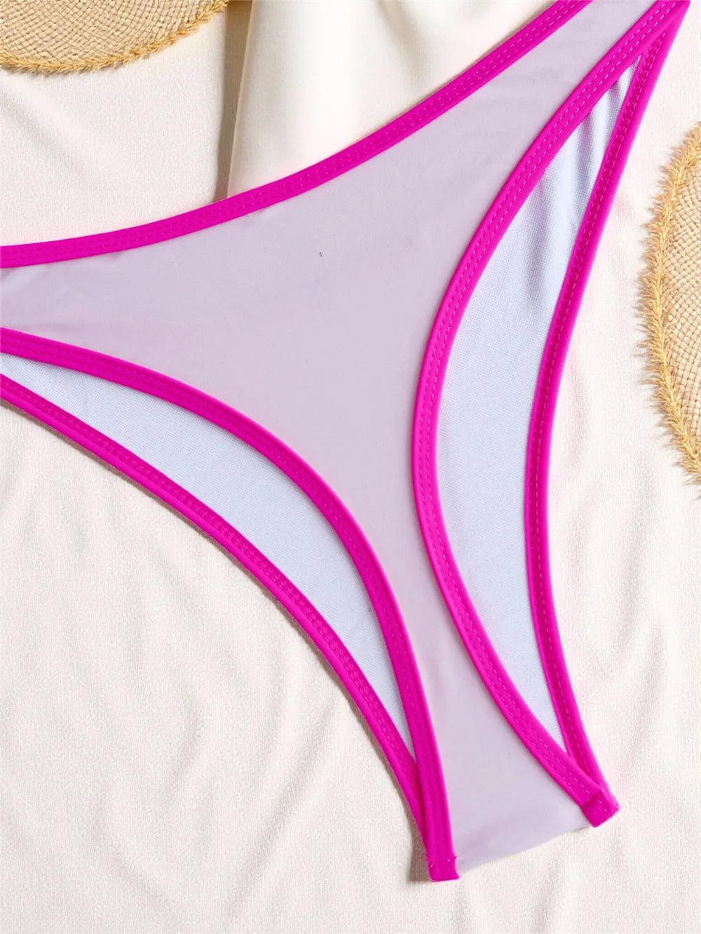 Sexy Black Bikinis Sets Pink Edge Swimwear V Neck Swimsuit Woman 2026 Micro Thong High Cut Bathing Suit Bikinis De Mujer Biquini