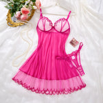 Sweetheart Limited Edition Pink Hearted Sleeping Dress Set-Lightweight sheer embroidered halter dress for sex home wear ZA825181