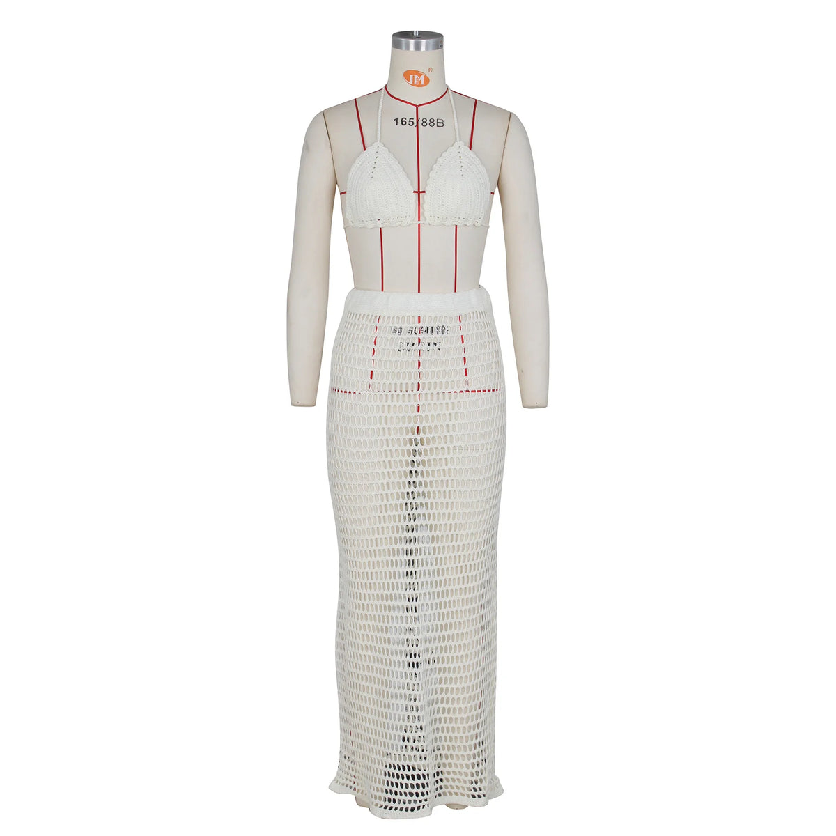 DEKA Beach Cover Up High Split Crochet Knitted Tunic Beach Dress Beach Wear Beachwear Women Long Knit Hollow Tassels Skirt Suit