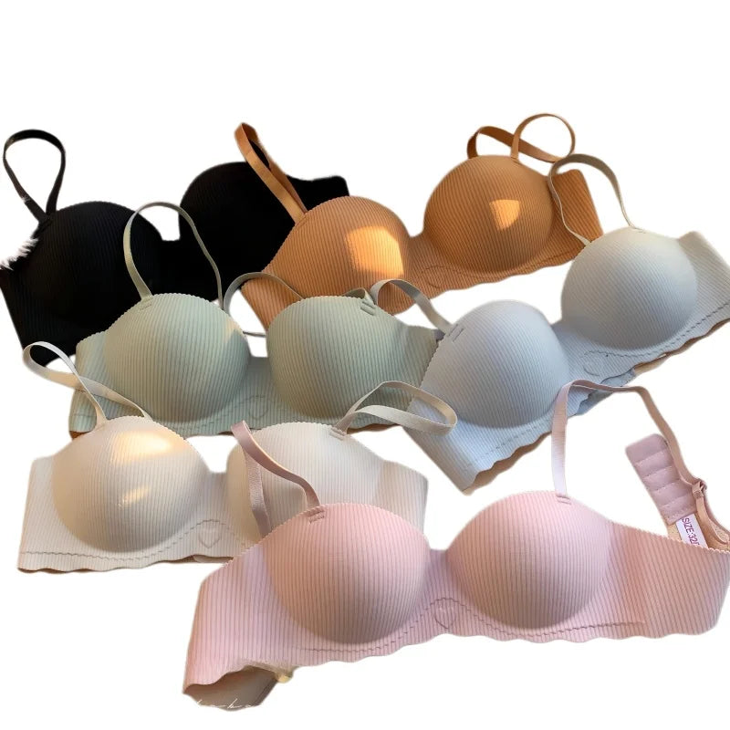 Women Push-Up Bra Demi Cup Underwear Heart Print Non-wired 1/2 Cup No Show Bras Sexy Lingerie Padded Thin Straps Brassiere S-XL