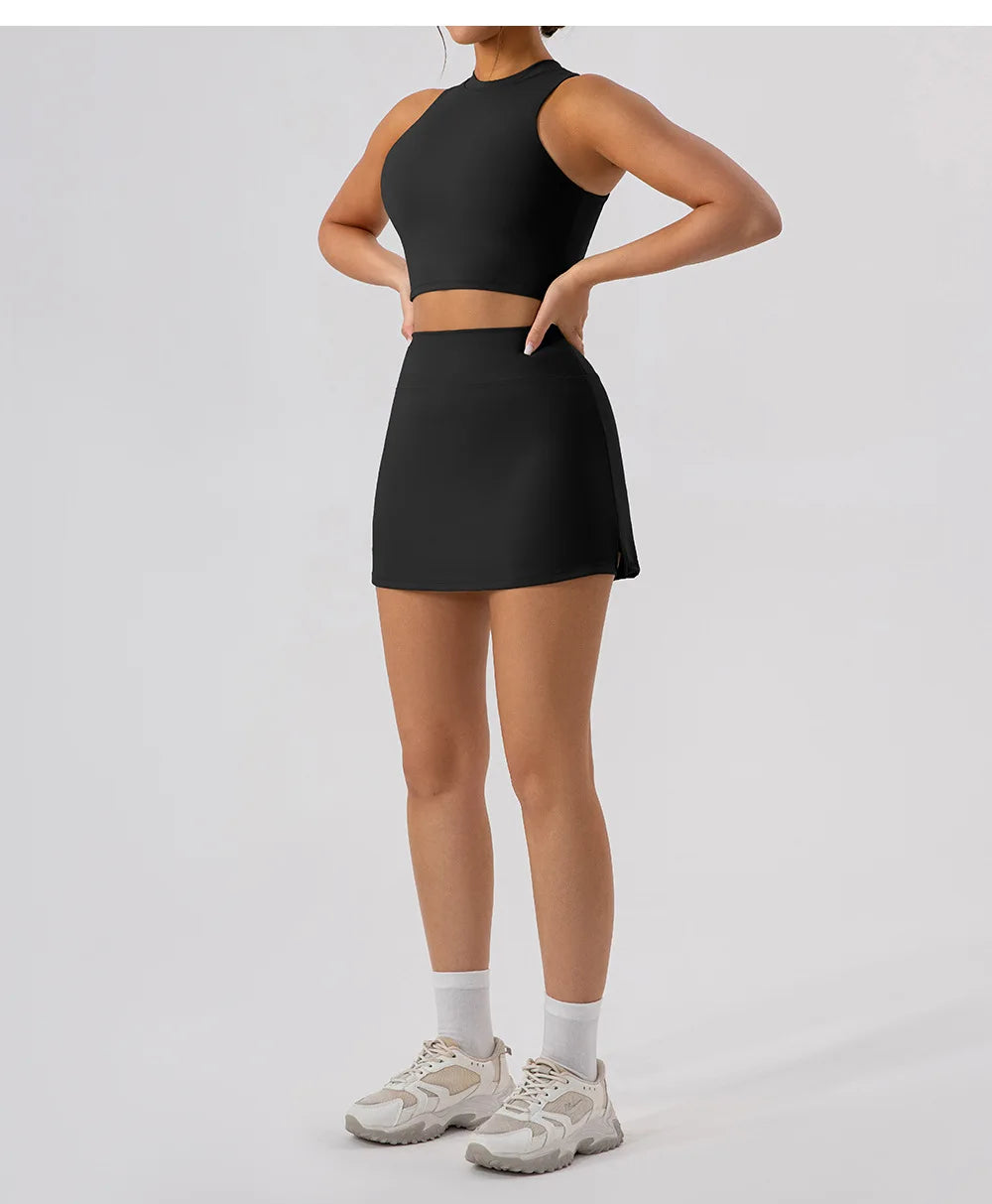 2025 Tennis Skirts Shorts Women Solid Sports Gym High Waist Yoga Fitness Shorts Slim Fit Breathable Running Fitness Mini Skirt