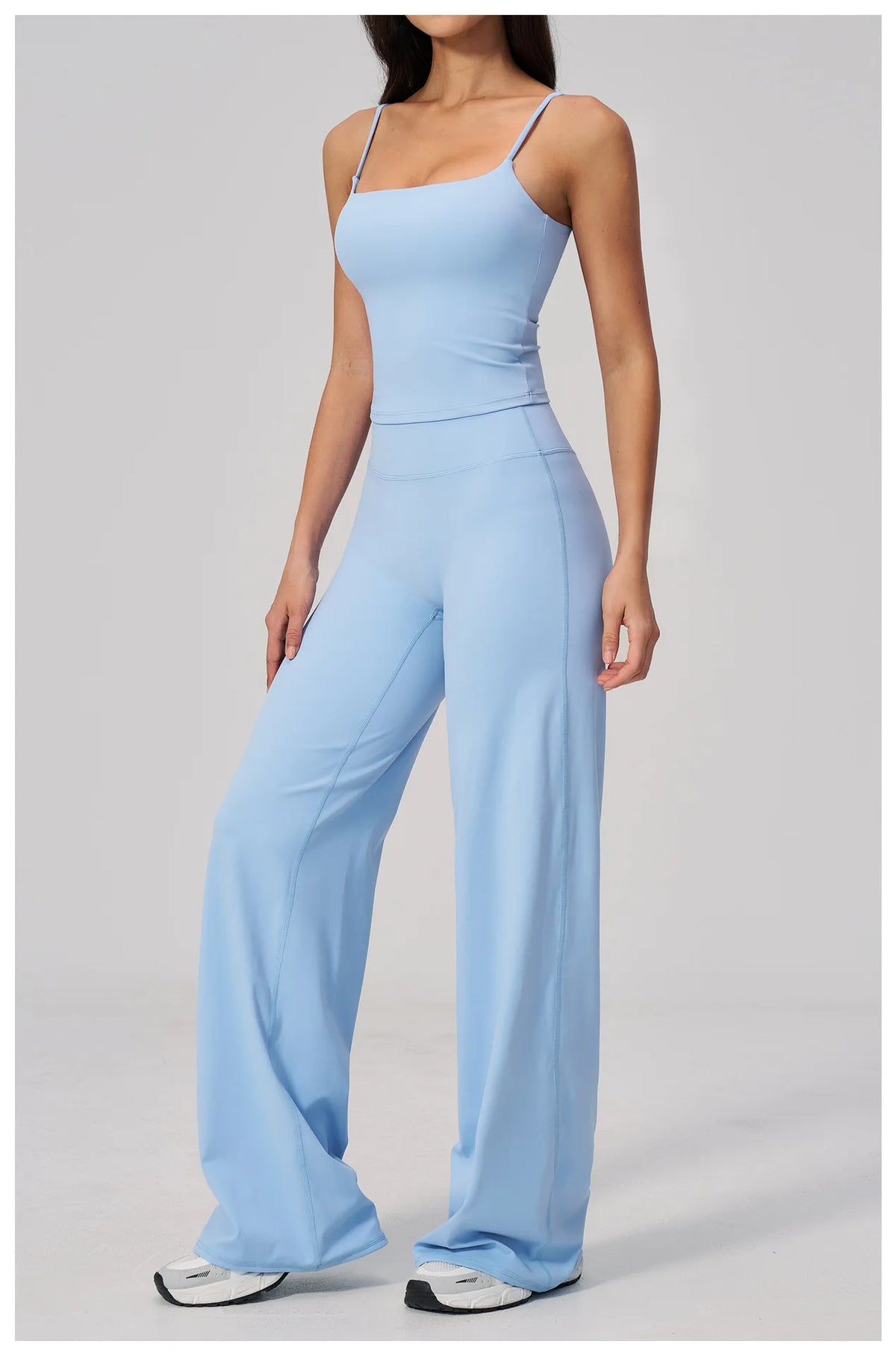 Yoga Suit Gym Fitness Set Hanging Neck Slim Sports Tank Top High Waist Wide Leg Pants Tracksuit Outdoor Running Athletic Wear