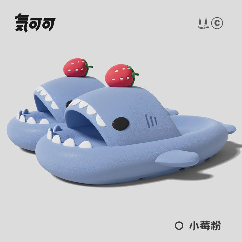2025 New Shark Slippers Women Men Summer Shoes Cute DIY Strawberry Indoor Street Sandals Girls Boys Beach Shower Slides