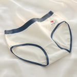 1-Pack Cute Strawberry Print Cotton Panties Sweet Striped Accents Women Low-Rise Underwear Breathable Soft Lingerie M-XL