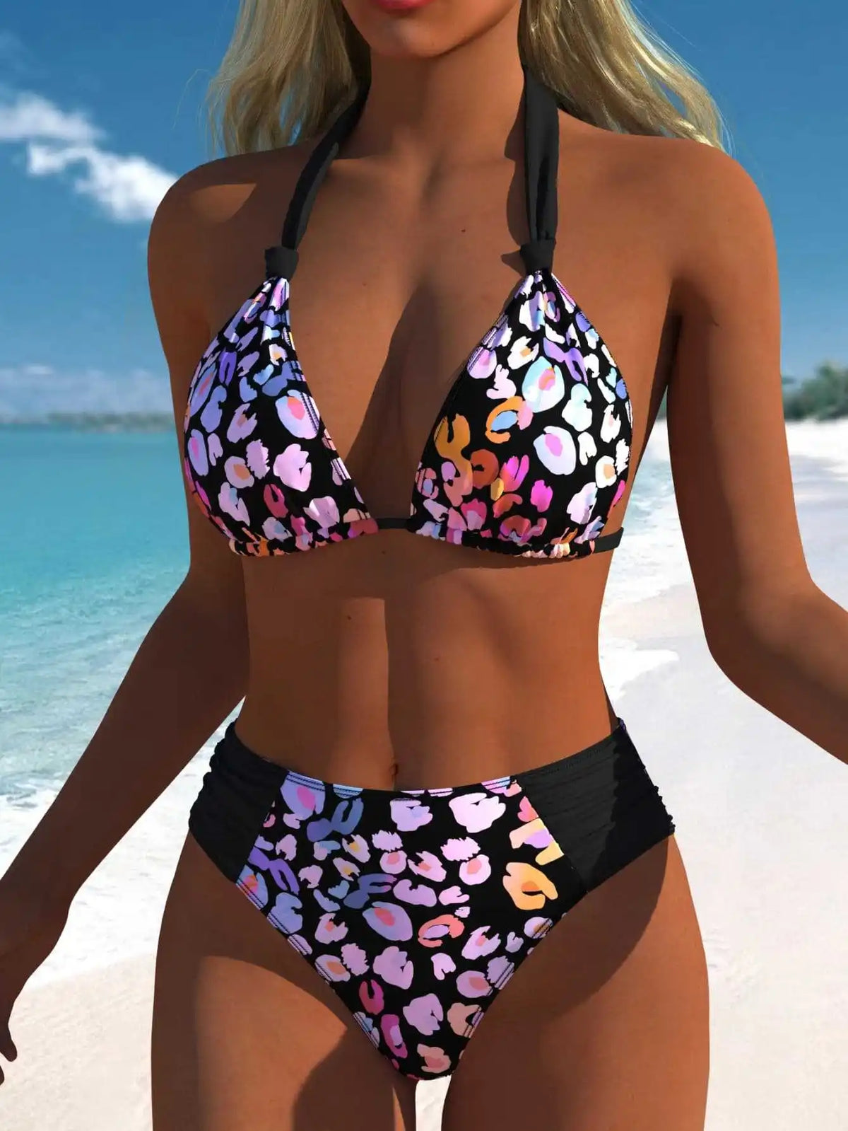 Vintage Black Polka Dot Print Bikini Set 2026 Women Tie Strap Push Up Bra Hollow Out High Waist Swimsuit Bathing Suit Swimwear