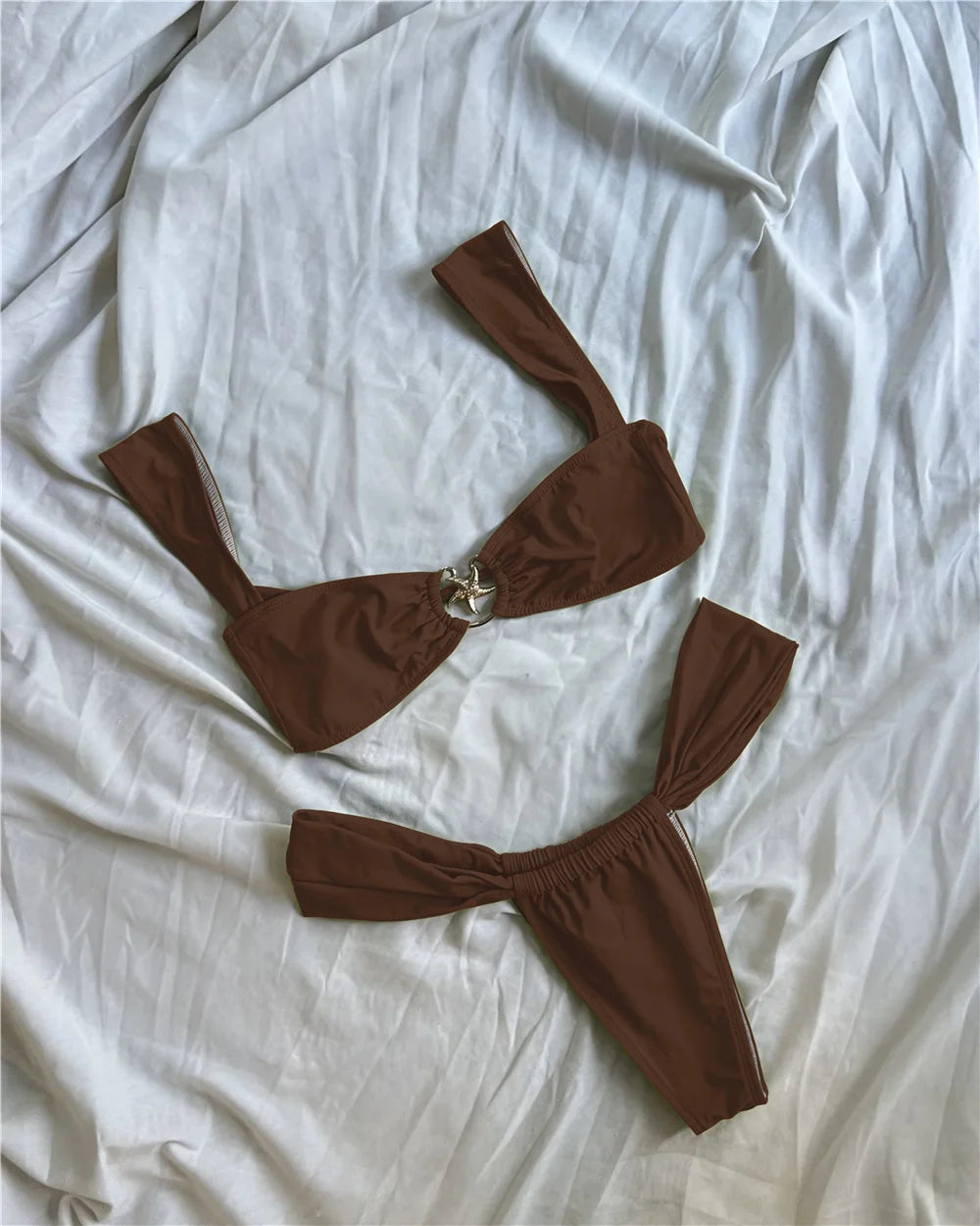 Push Up Bikinis Women Swimsuits 2025 Swimwear Sexy Starfish Bikini Set Thong Brazilian Biquini Bathing Suit Solid Beachwear
