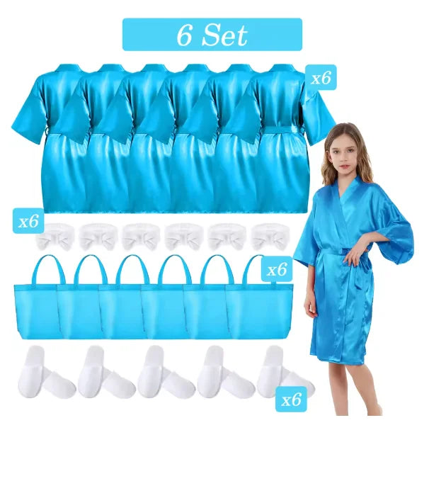 6-15 Set Muti Colors Spa Party Robe for Girls Kids Birthday Party Supplies Favors Spa Day Robes Gowns Sleepover Pyjama Party