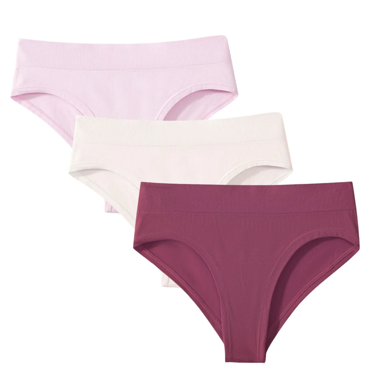 3Pcs/Set High Rise Briefs Women Classic Panties Female Underpants Solid Color Panty Plus Size Underwear Sexy Lingerie S-3XL