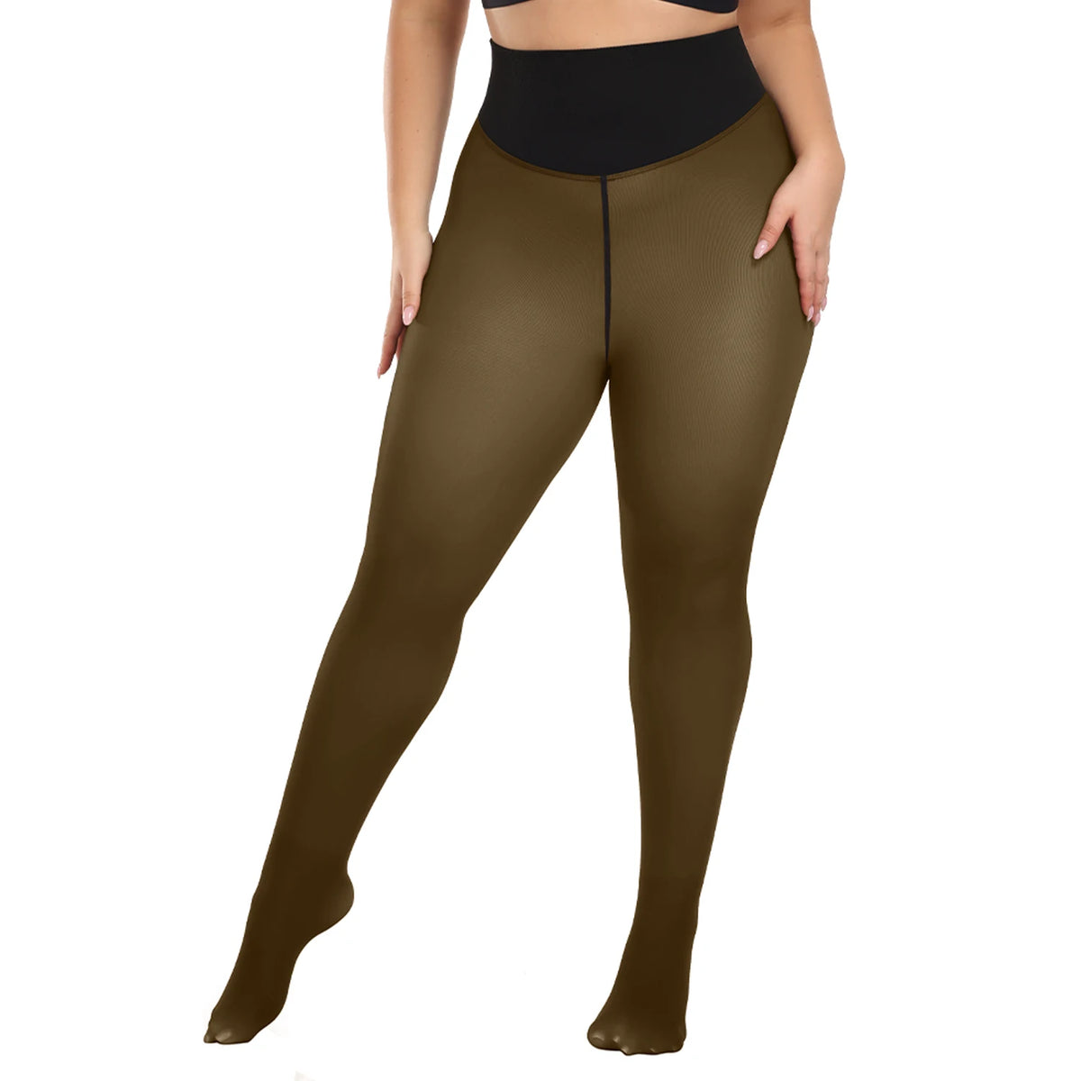 1pc Thermal Stockings Women Fleece Lined Tights Warm Winter High Waist Sexy Translucent Black Pantyhose Thermal Legging Tights