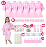 6-15Pcs Spa Party Robes for Girls Supplies Favors Kids Gowns Robe Soft Spa Headband Sleepover Birthday Party