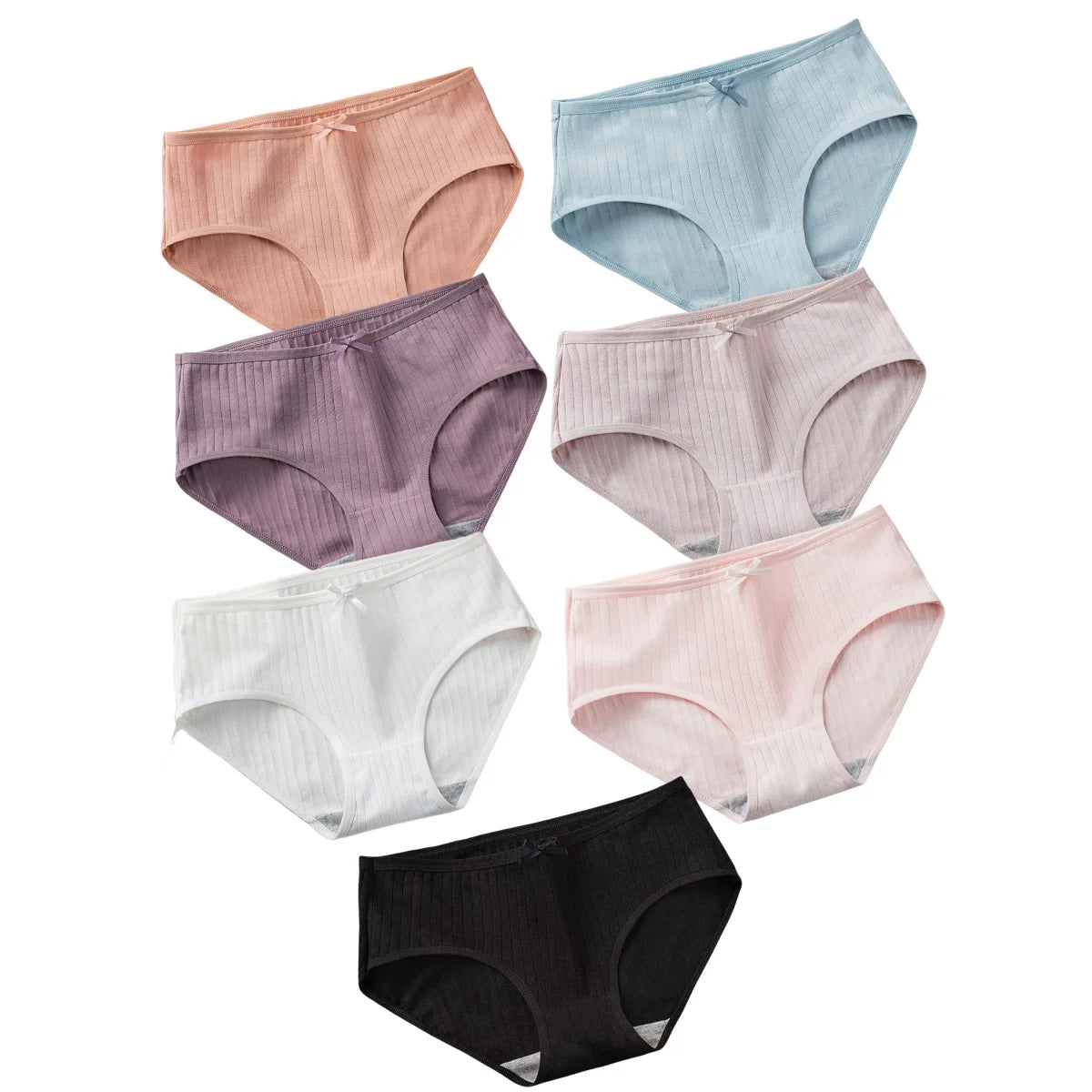 7Pcs/Set Cotton Panties Low Waist Briefs Women Sexy Lingerie Female Underpants Panty Solid Color Breathable Underwear Intimates
